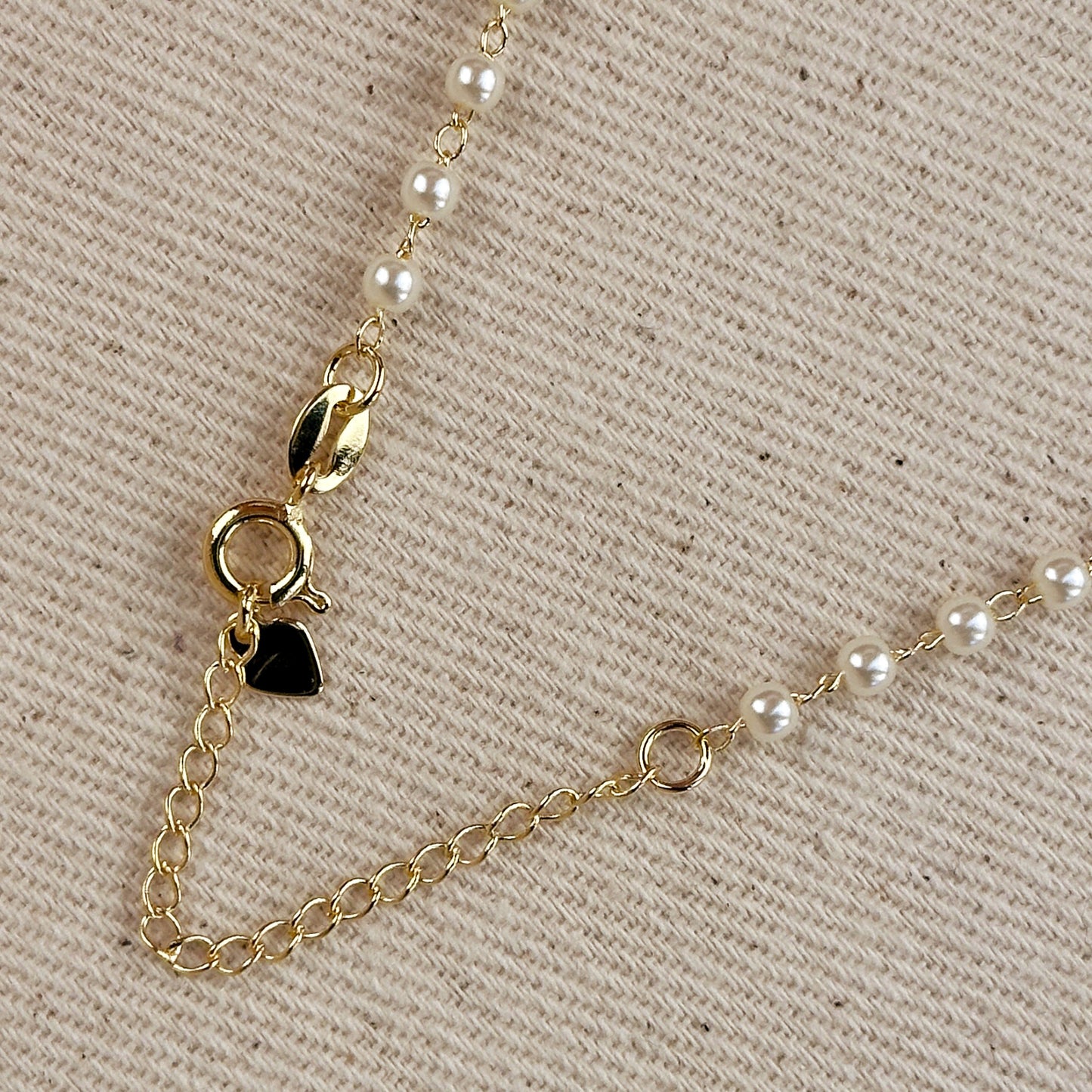 18k Gold Filled 3mm Pearls Choker Necklace