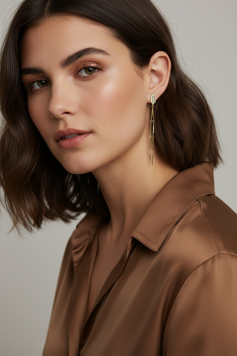 18k Gold Filled Double Straw Drop Earrings