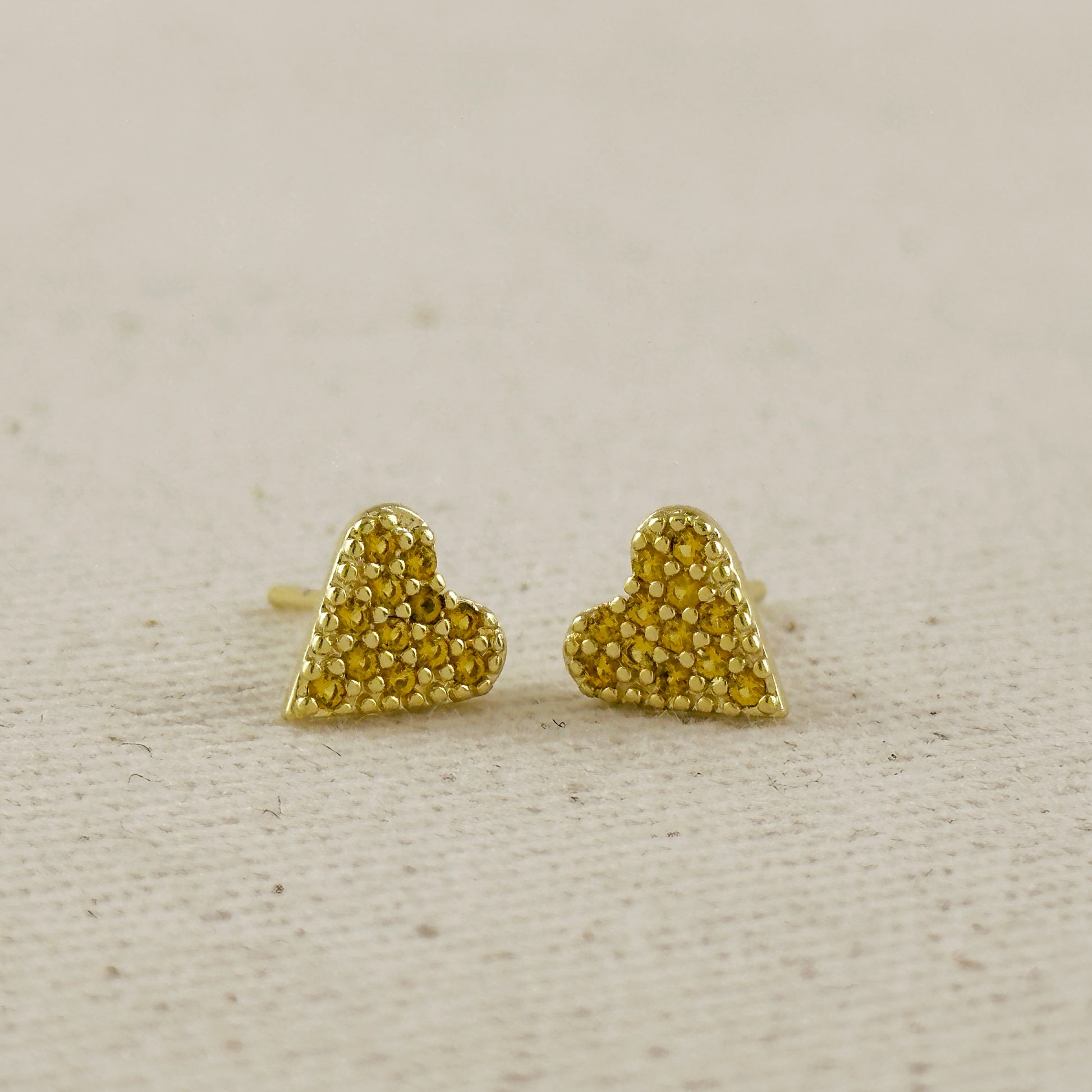 18k Gold Filled Colored CZ Heart Stud Earrings