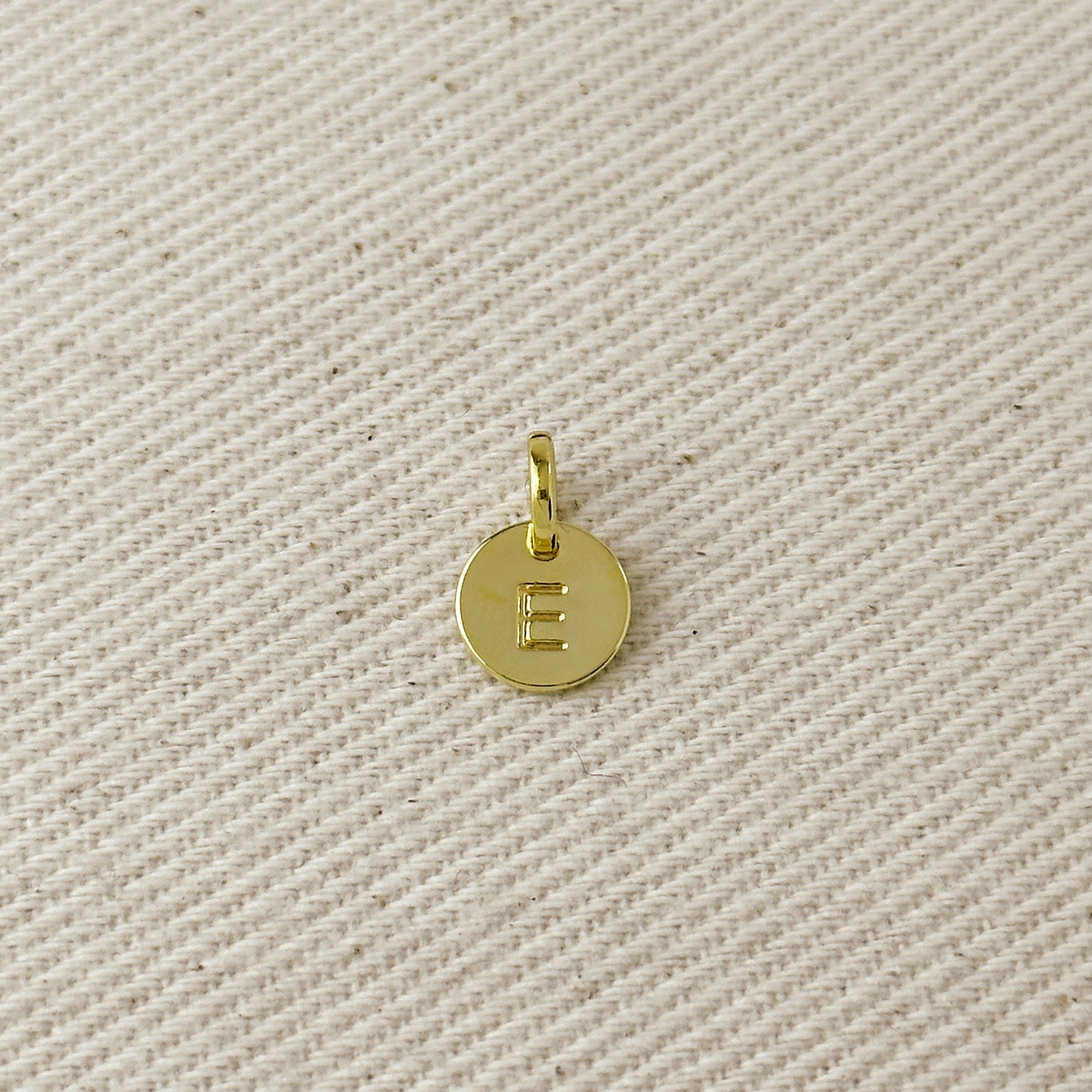 Stamped Tiny Initial Letter Charm in 18k Gold Filled Complete Alphabet