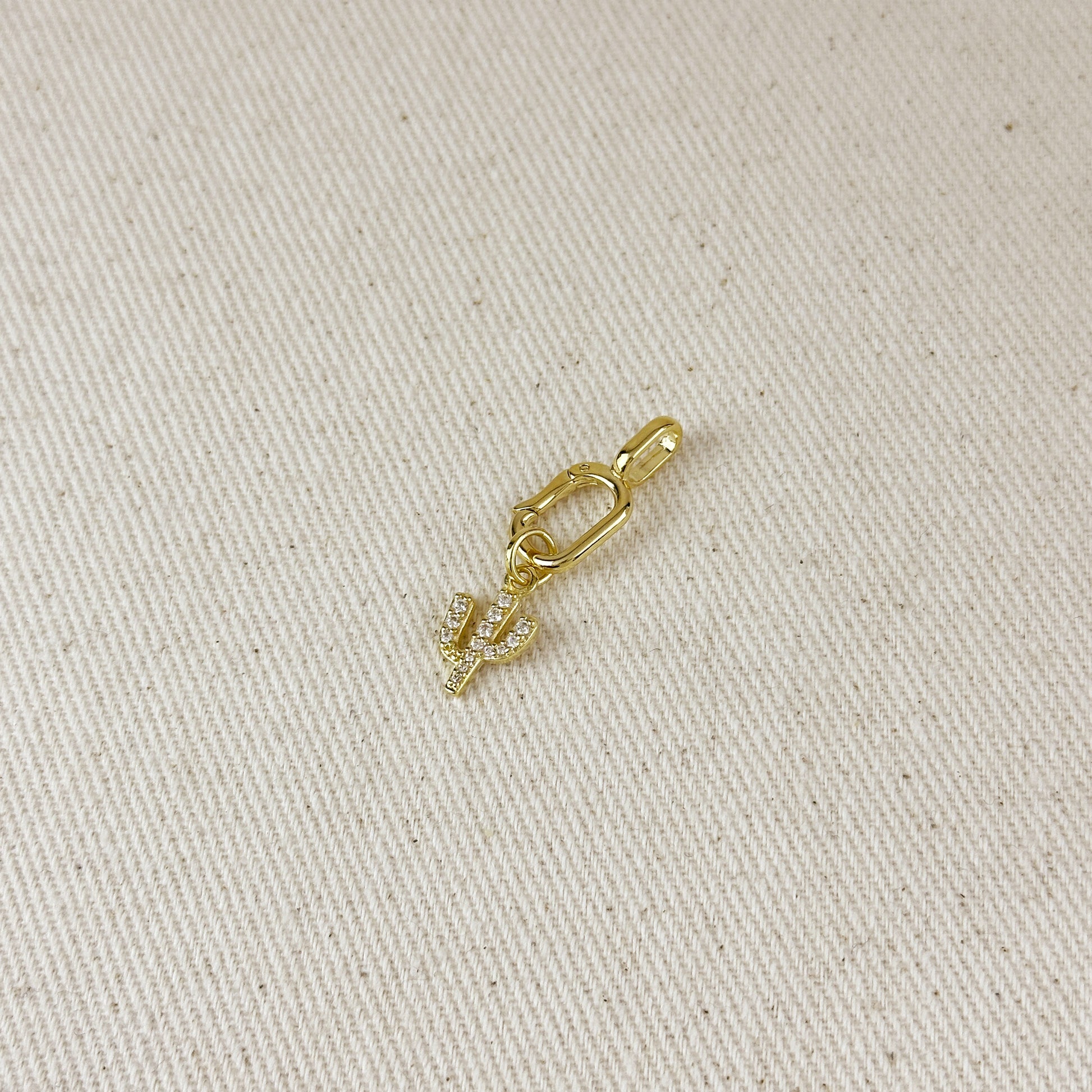 18k Gold Filled CZ Cactus Charm