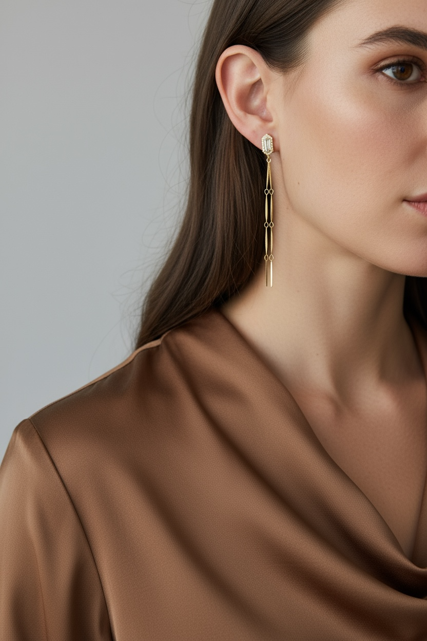 18k Gold Filled Double Straw Drop Earrings