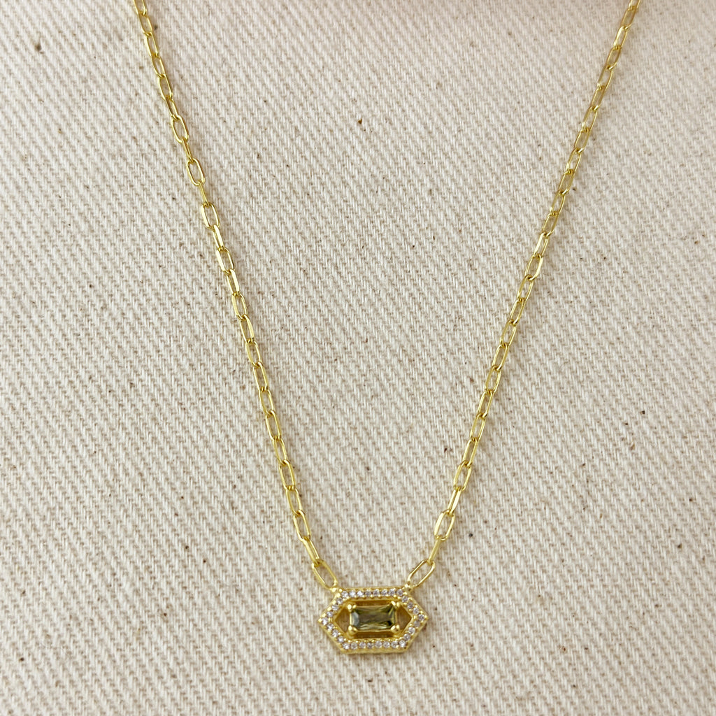 18k Gold Vermeil Fancy Birthstone Baguette Necklace