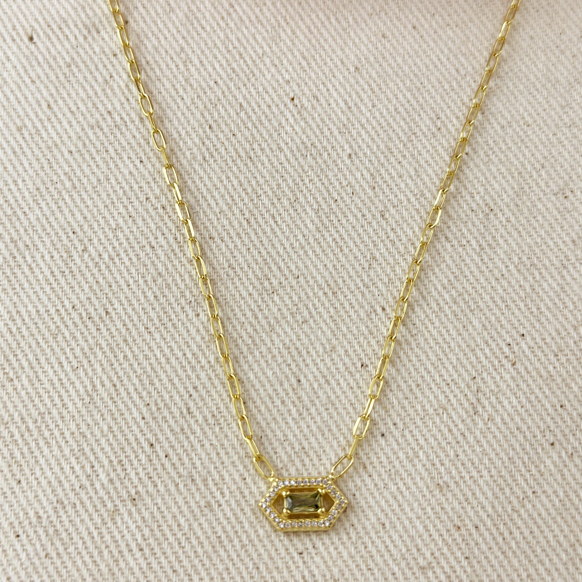 18k Gold Vermeil Fancy Birthstone Baguette Necklace