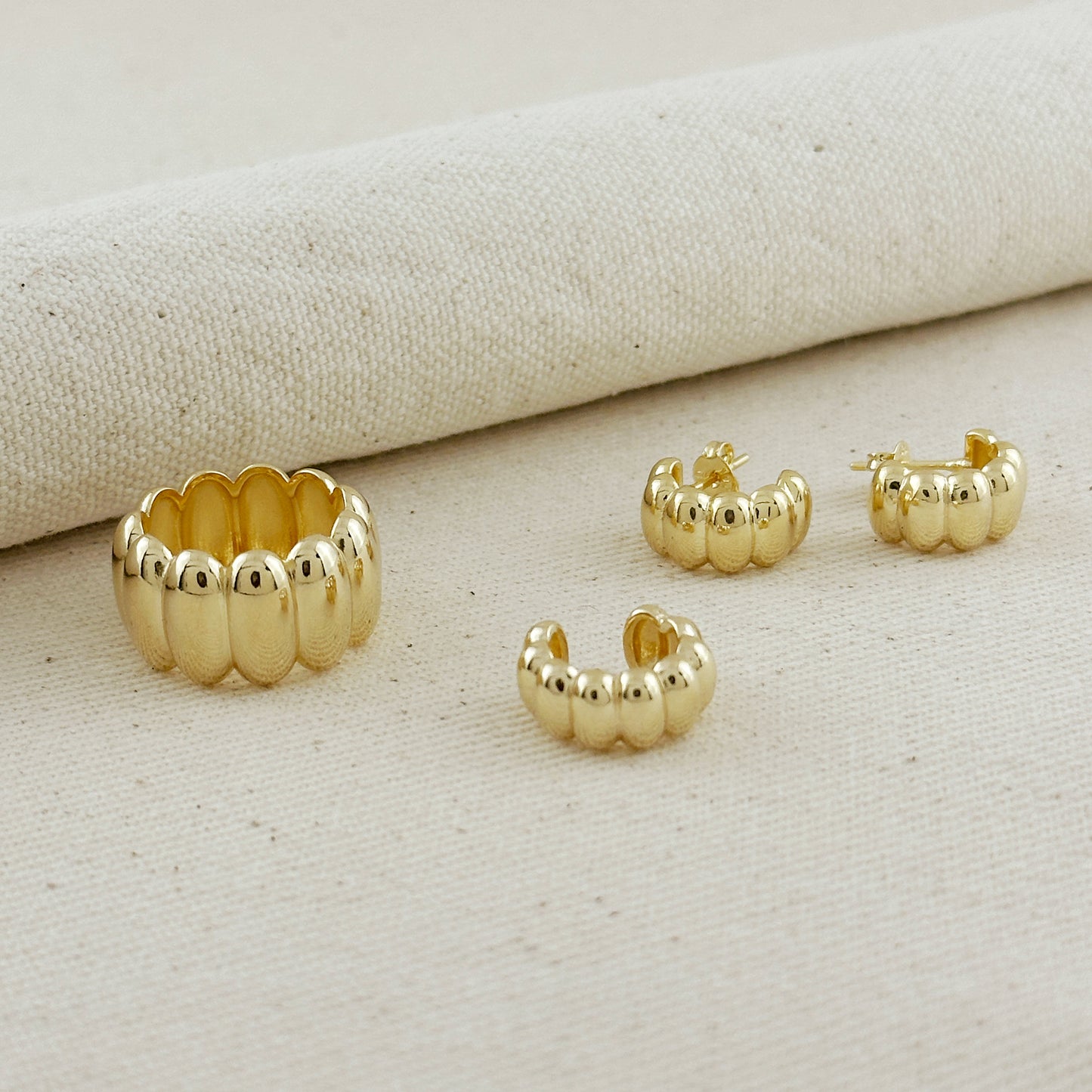 18k Gold Filled Scalloped Ear Cuff Earrings