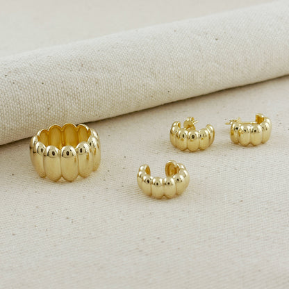 18k Gold Filled Scalloped Ear Cuff Earrings