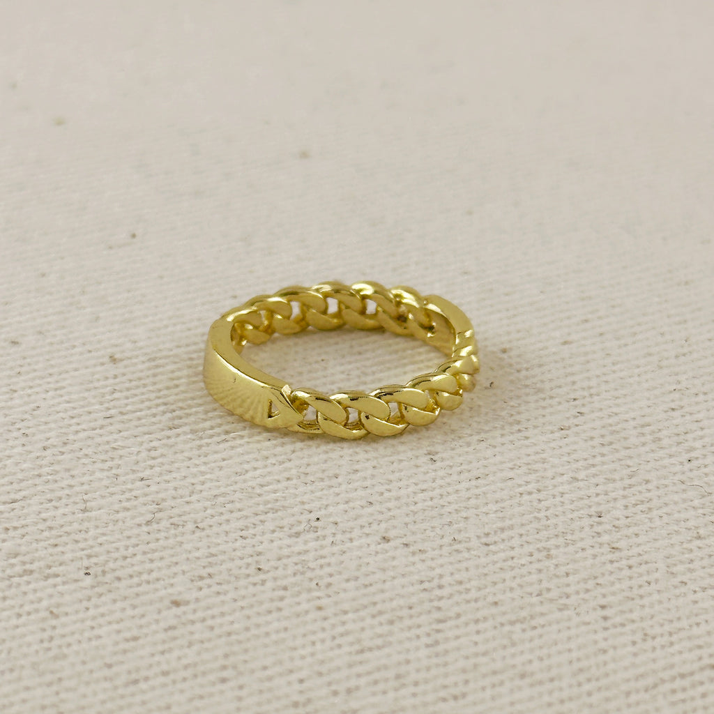 18k Gold Filled Chain With Polished Plate Ring
