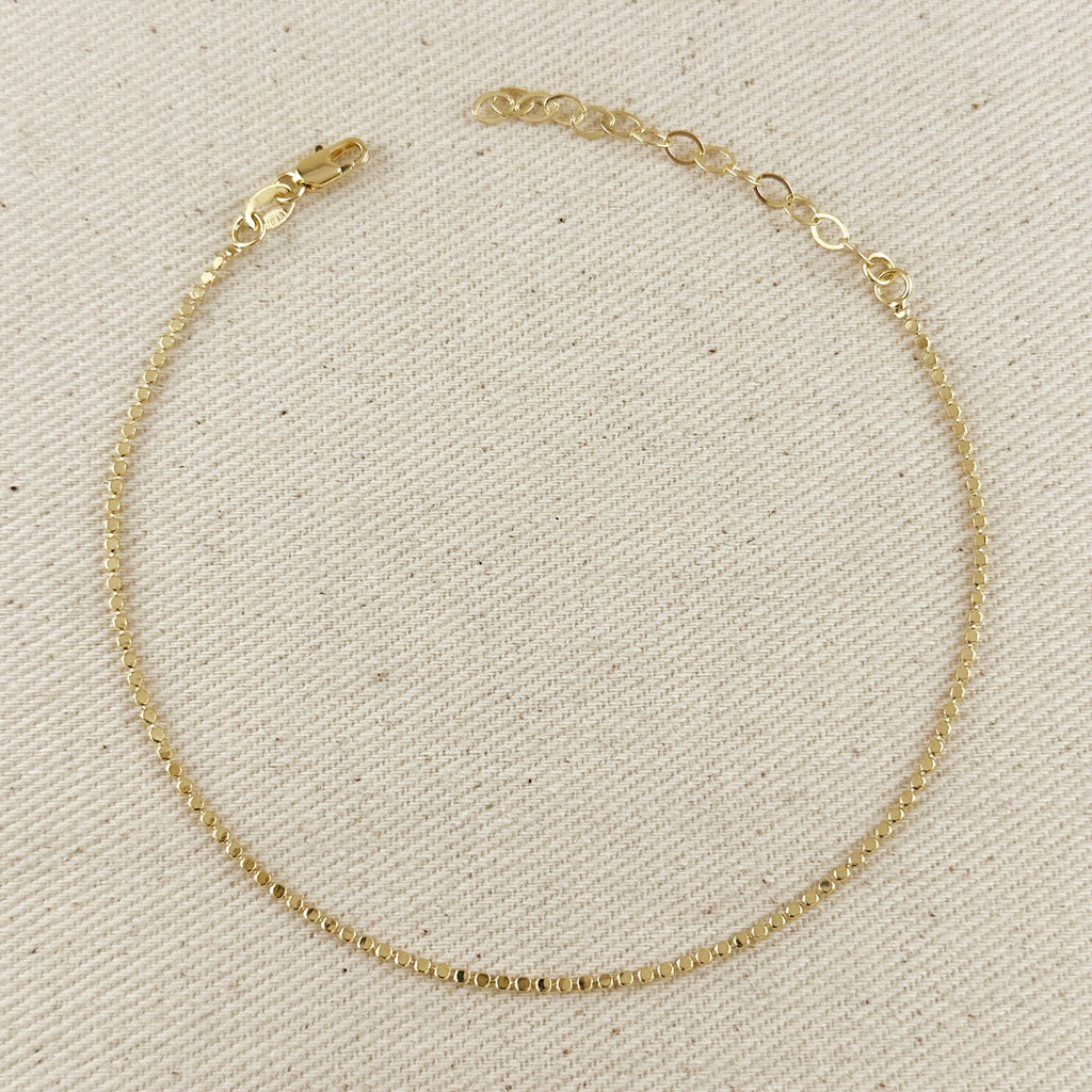 18k Gold Filled 1.5mm Mini Flat Dots Chain Anklet