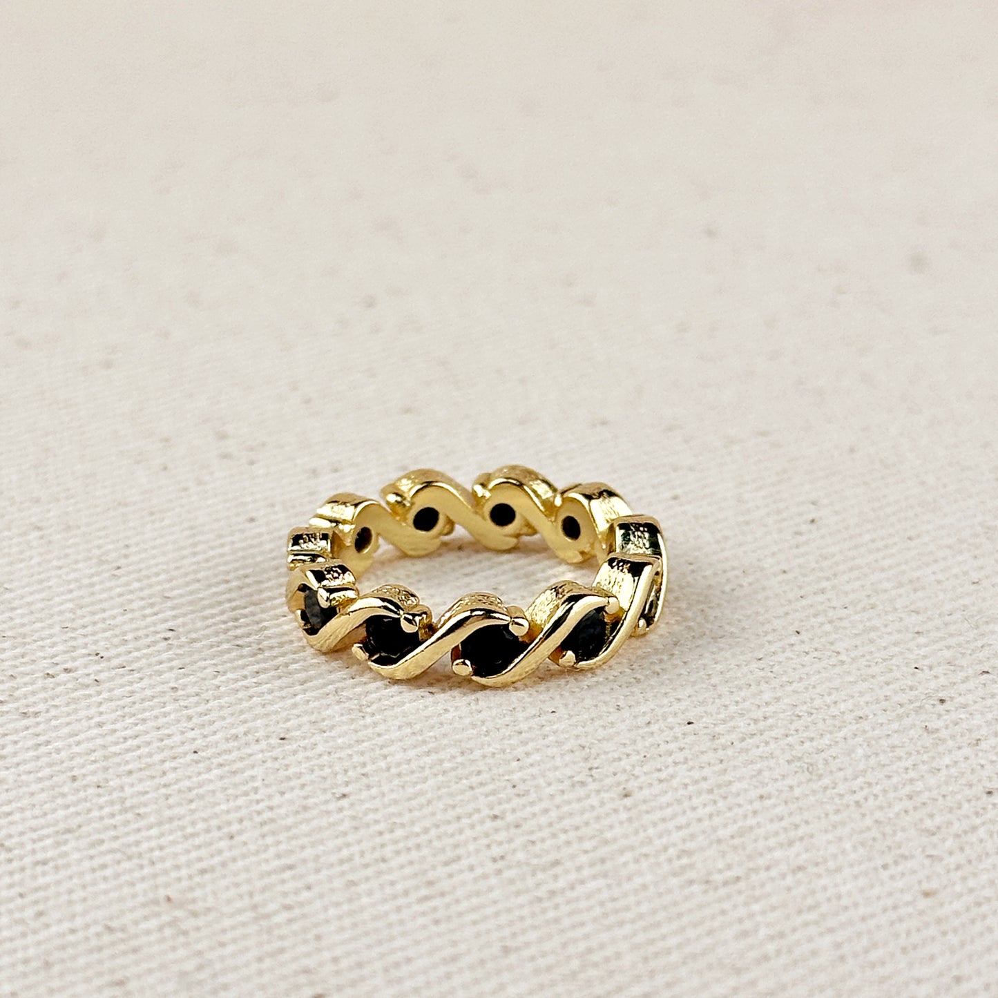 18k Gold Filled Colored CZ Wave Eternity Band Ring