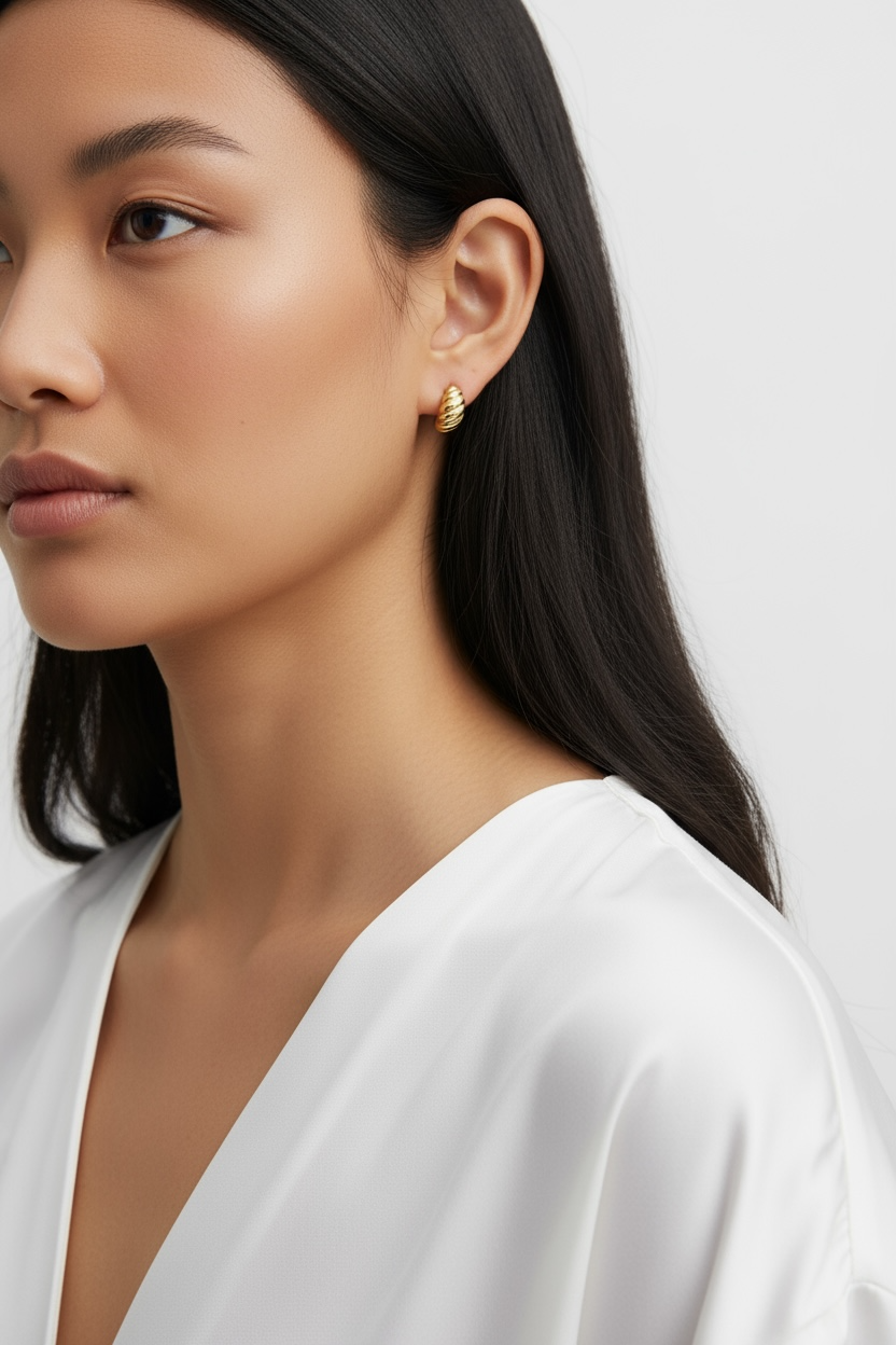 18k Gold Filled Croissant Stud Earrings