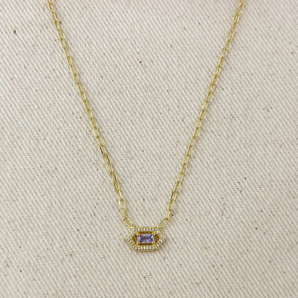 18k Gold Vermeil Fancy Birthstone Baguette Necklace