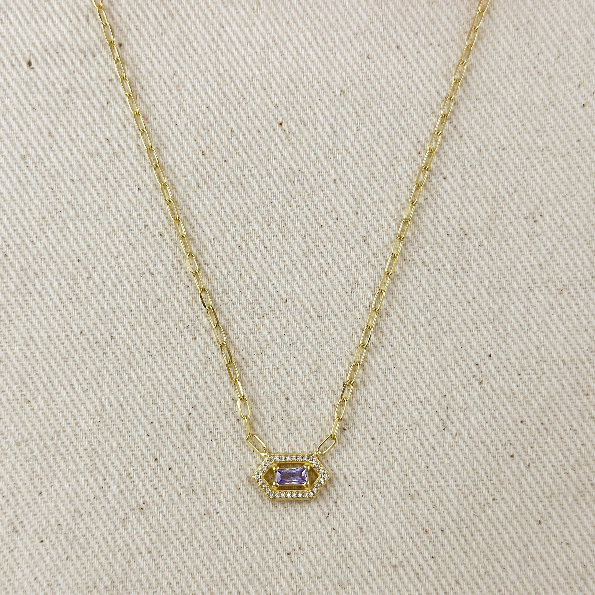 18k Gold Vermeil Fancy Birthstone Baguette Necklace