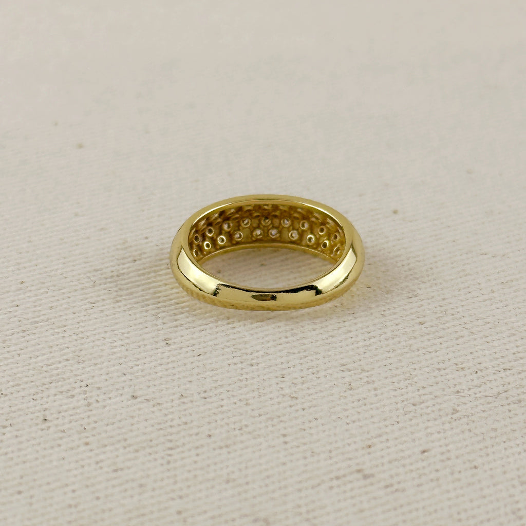 18k Gold Filled Pave Set CZ Dome Ring