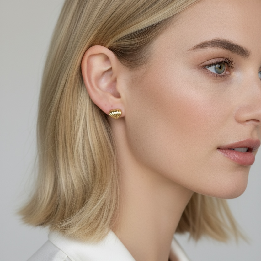 Scalloped heart Studs