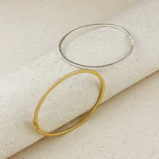 18k Gold Filled Thin Line CZ Bangle Bracelet