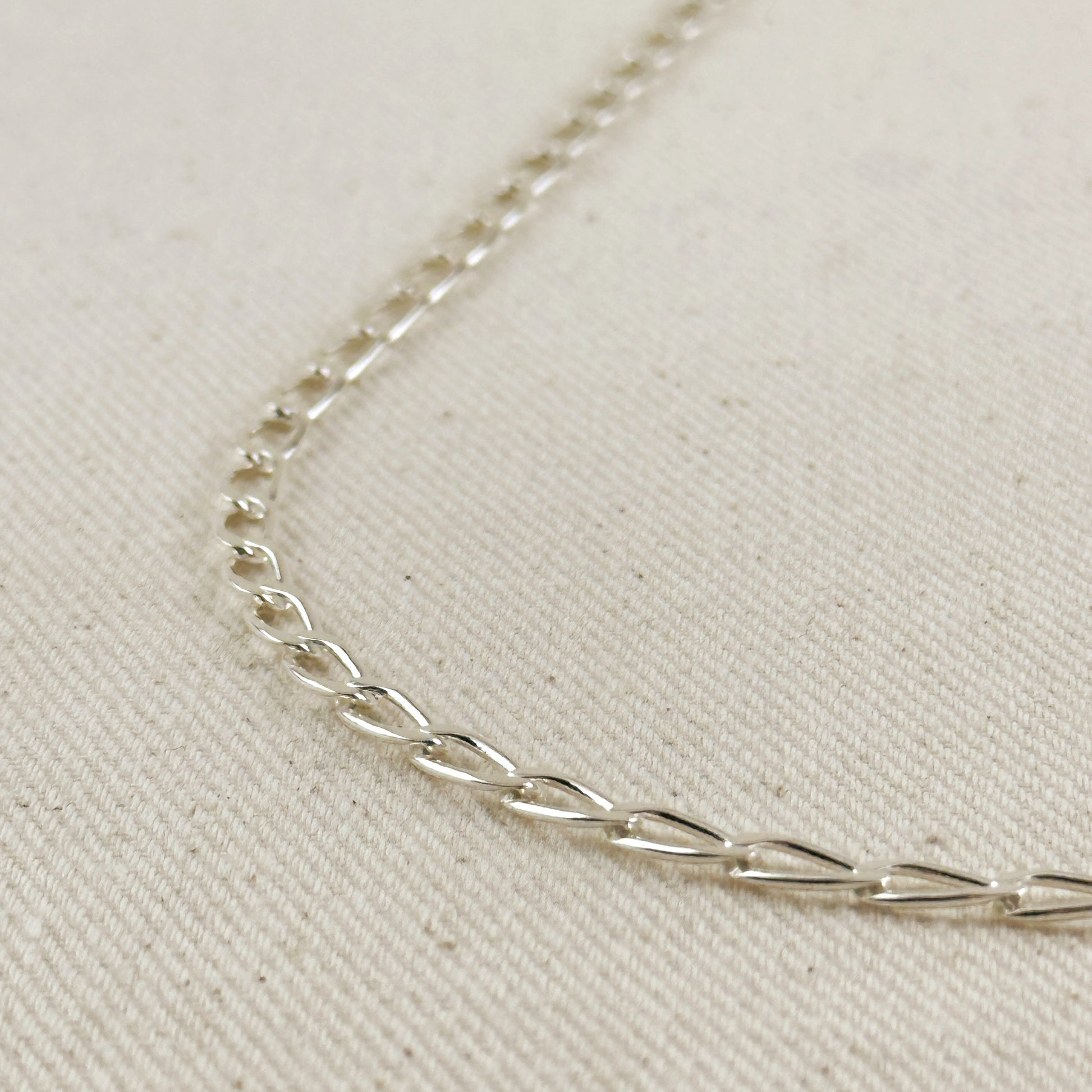 Sterling Silver Flat Elongated Curb Chain 4.0mm