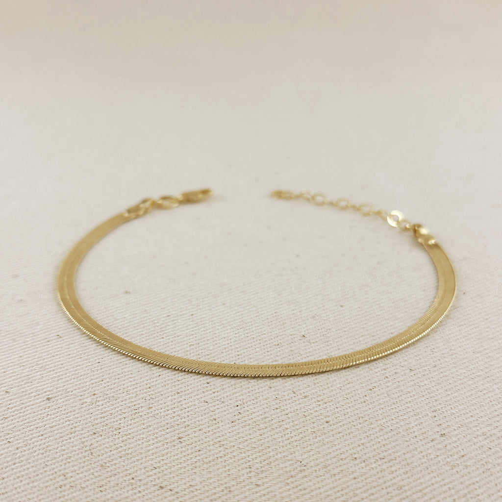 18k Gold Filled 4mm Herringbone Chain Anklet