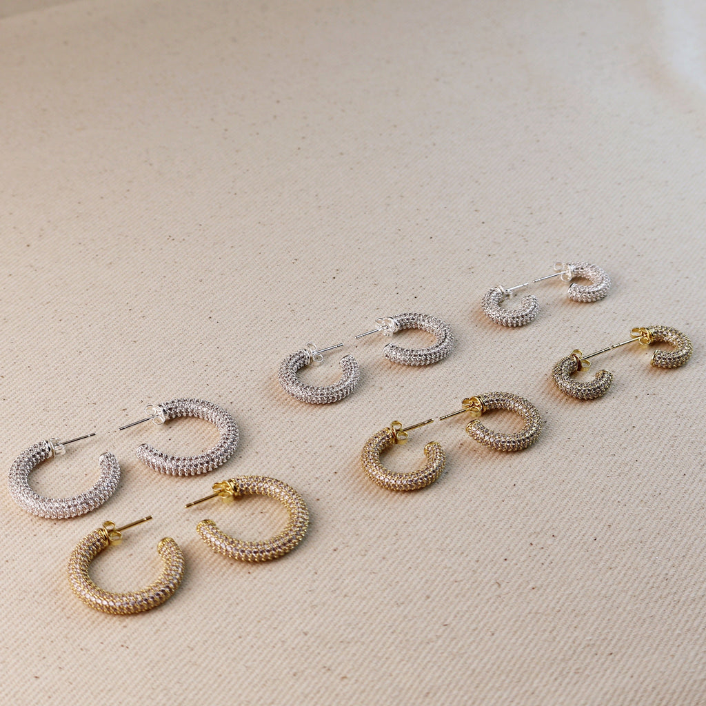 Iced Out C Hoop Earrings with Micro CZ Stones