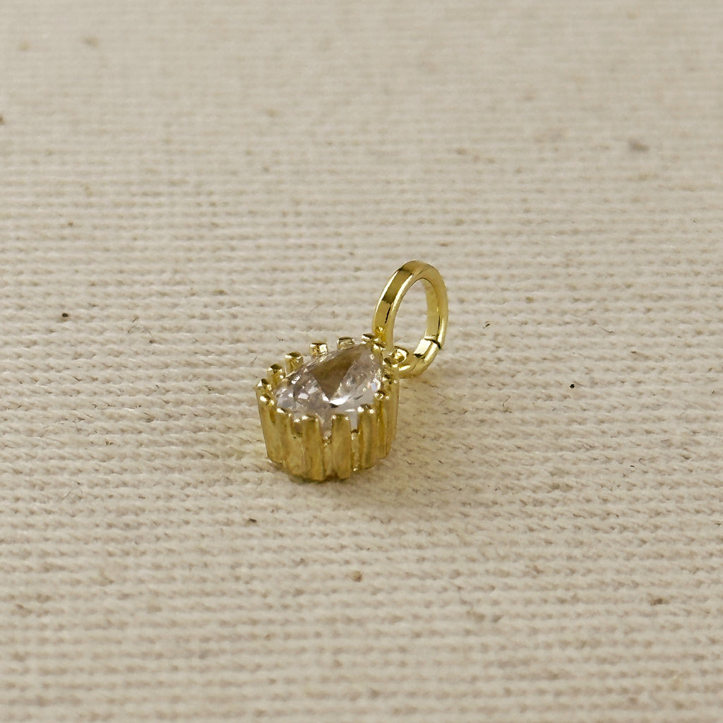 18k Gold Filled Scalloped Drop CZ Charm