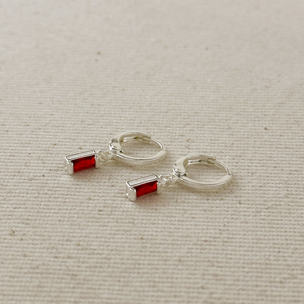 Silver Filled Baguette Birthstone Earrings
