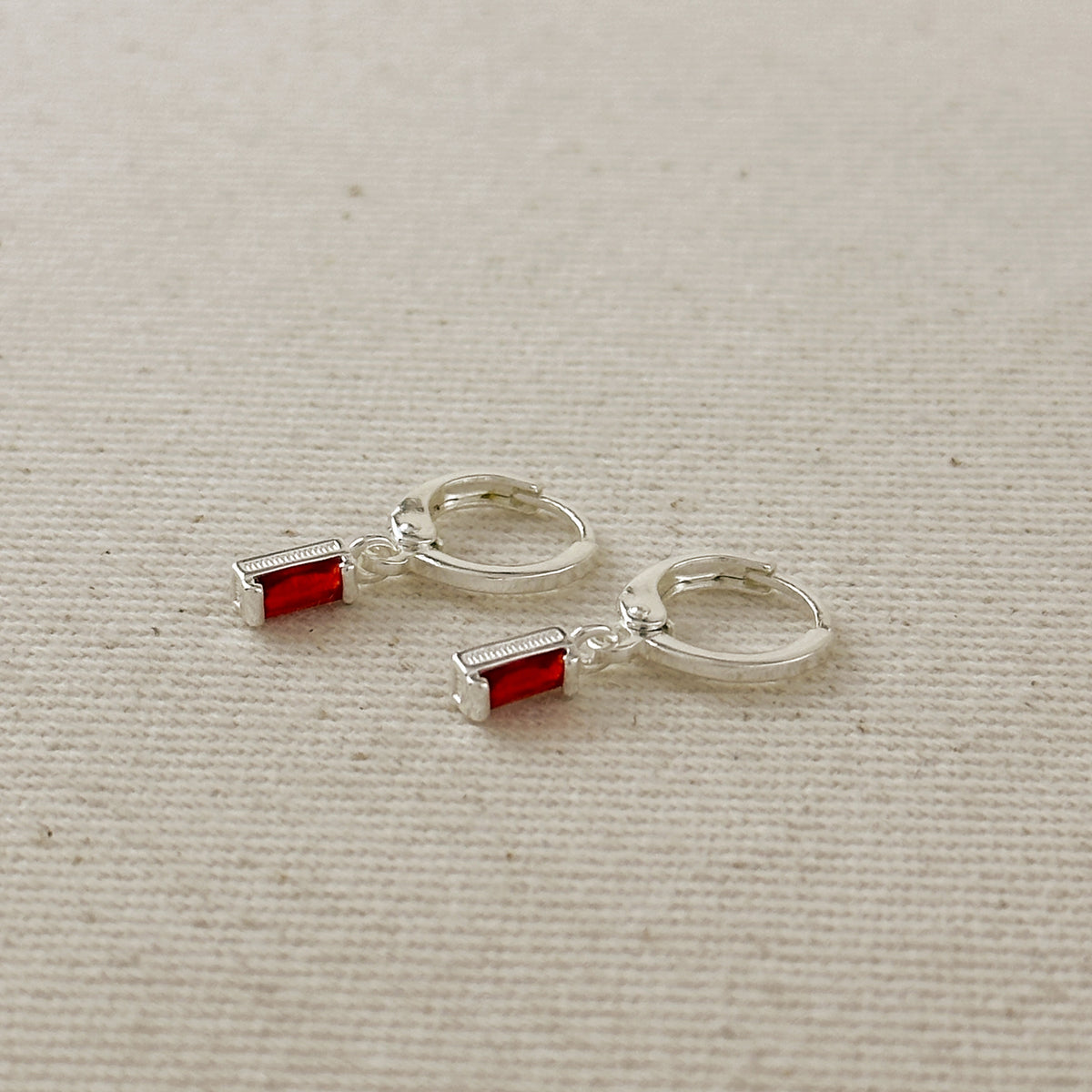 Silver Filled Baguette Birthstone Earrings