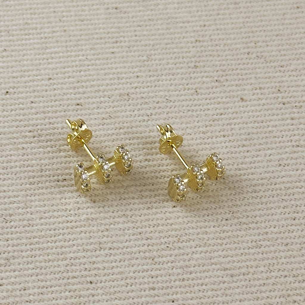 18k Gold Filled Triple Curve CZ Stud Earrings