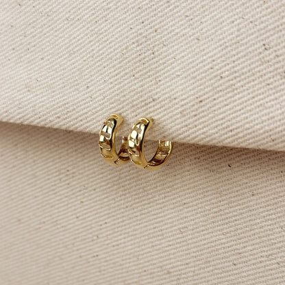 18k Gold Filled Ribbon Huggies Hoop Earrings