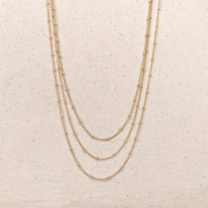 18k Gold Filled 1mm Satellite Chain in 16", 18", 20", 22" Length