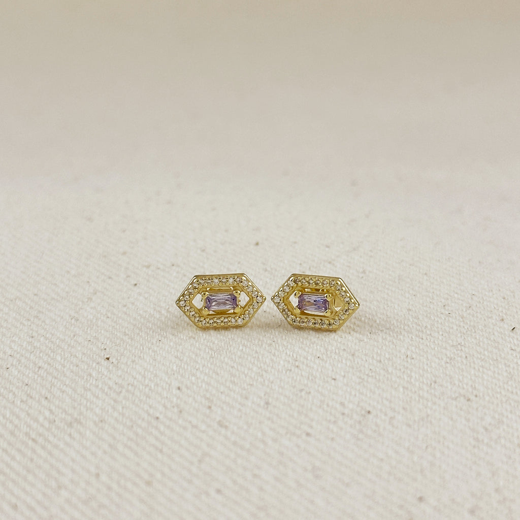 18k Gold Vermeil Fancy Birthstone Baguette Earrings