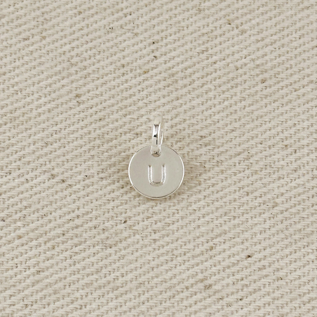 Silver Filled Stamped Tiny Initial Letter Charm