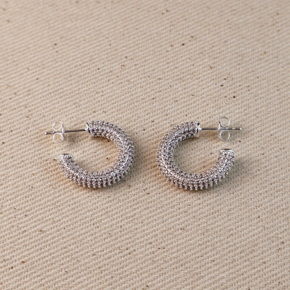 Iced Out C Hoop Earrings with Micro CZ Stones