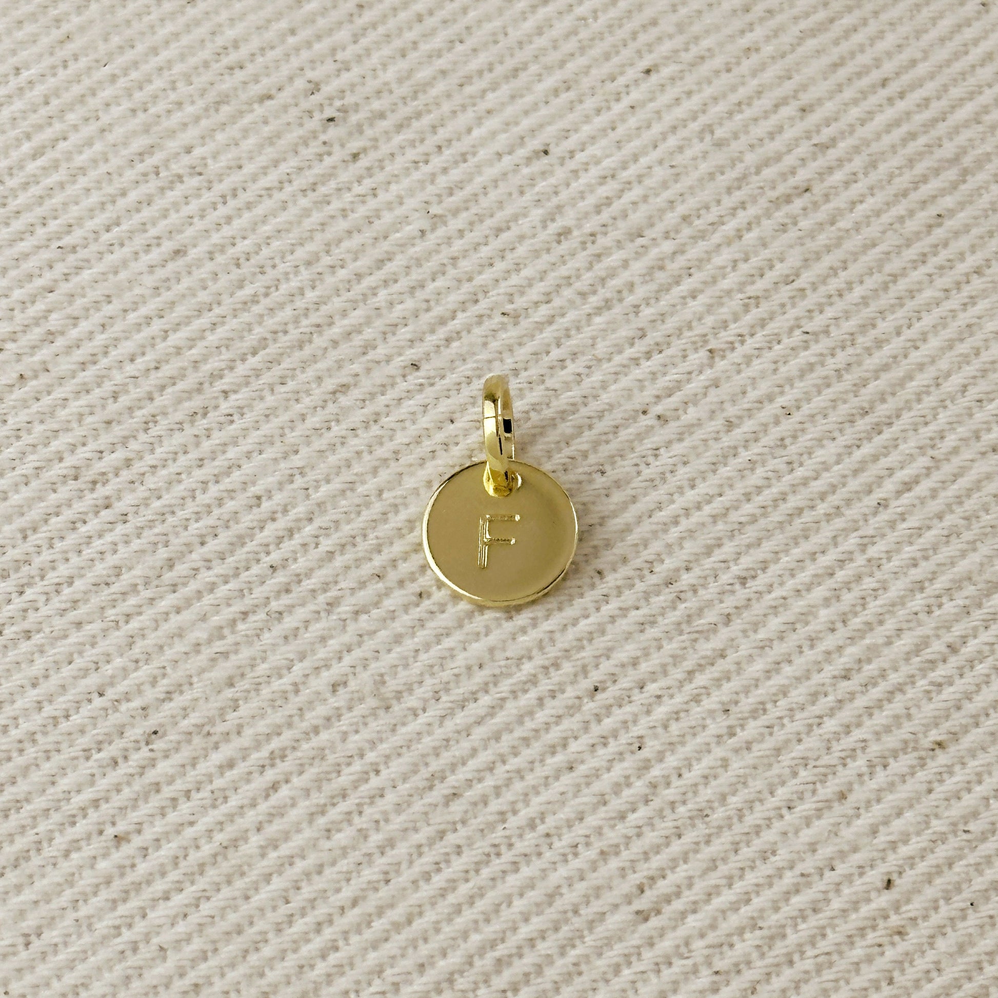 Stamped Tiny Initial Letter Charm in 18k Gold Filled Complete Alphabet