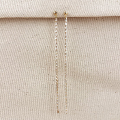 18k Gold Filled Baguette Chain Drop Earrings