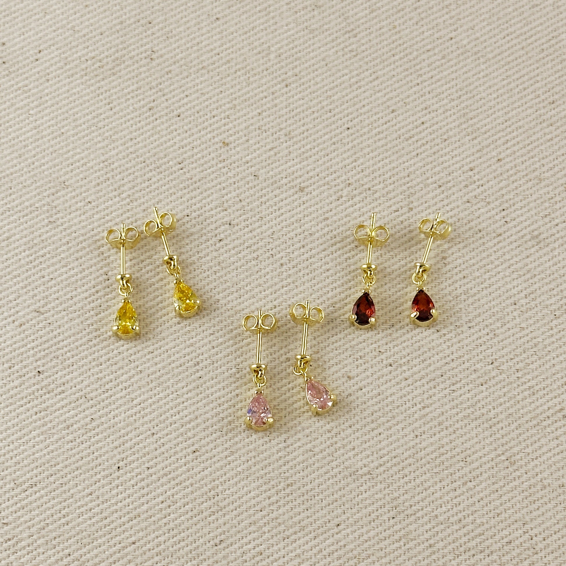 18k Gold Filled Colored CZ Teardrop Earrings