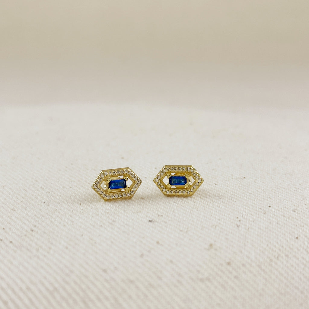 18k Gold Vermeil Fancy Birthstone Baguette Earrings
