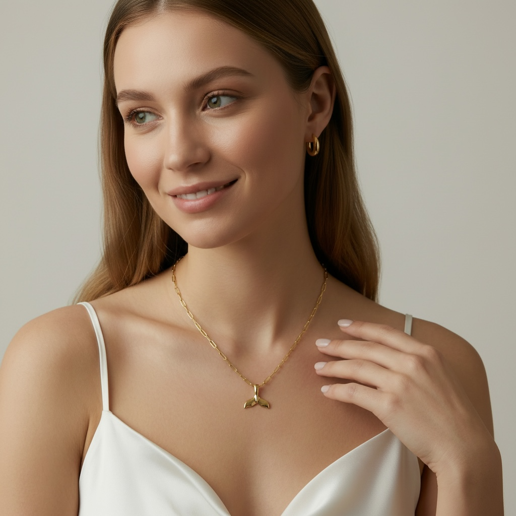 18k Gold Filled Whale Tail Charm