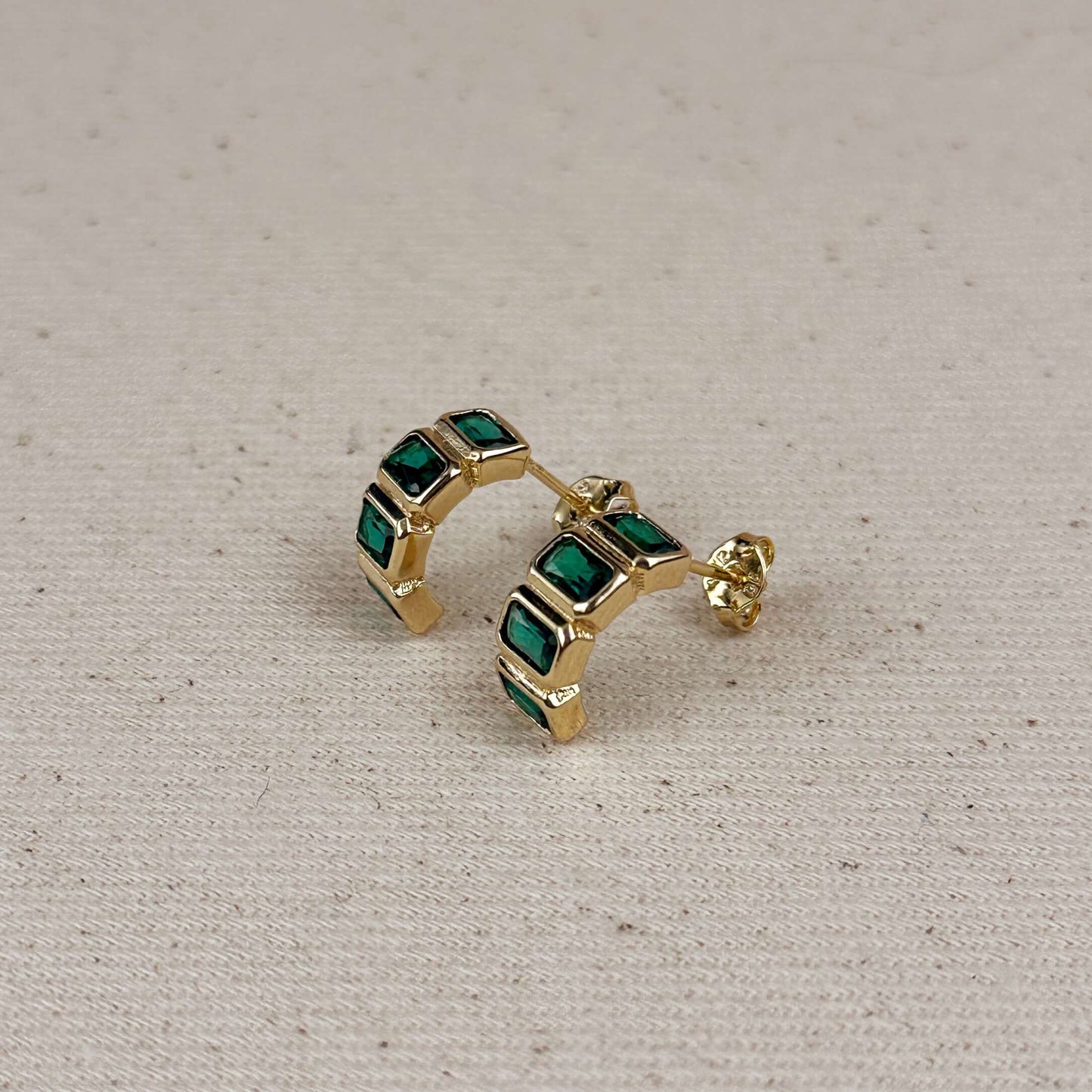 18k Gold Filled Chunky CZ Curve Earrings