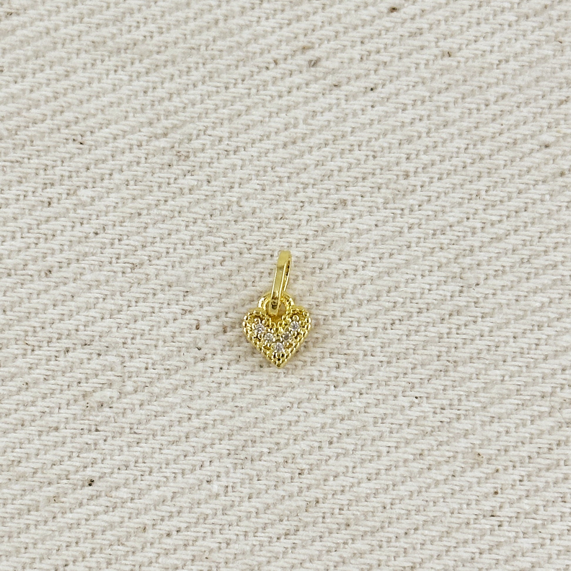 18k Gold Filled CZ Mini Heart Charm