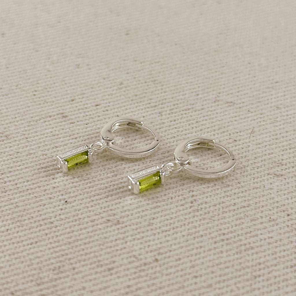 Silver Filled Baguette Birthstone Earrings