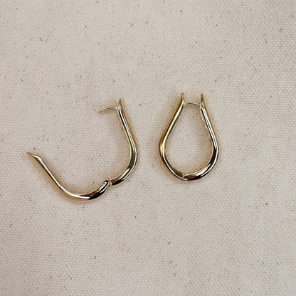 18k Gold Filled Teardrop Shaped Hoop Earrings