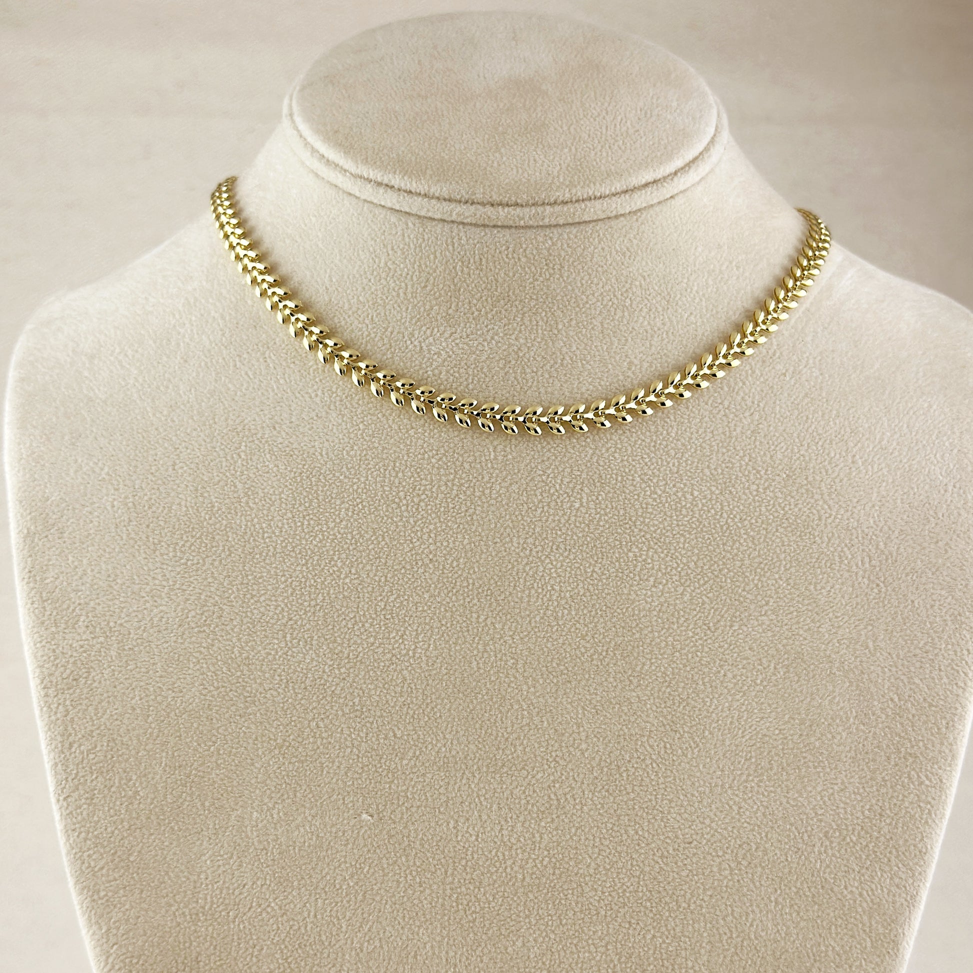 18k Gold Filled Leaf Choker Necklace