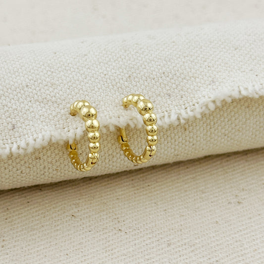 18k Gold Filled 15mm Gradient Beaded Clicker Hoop Earrings