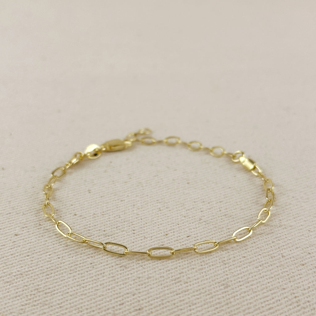 18k Gold Filled Simple Paperclip Link Chain Bracelet