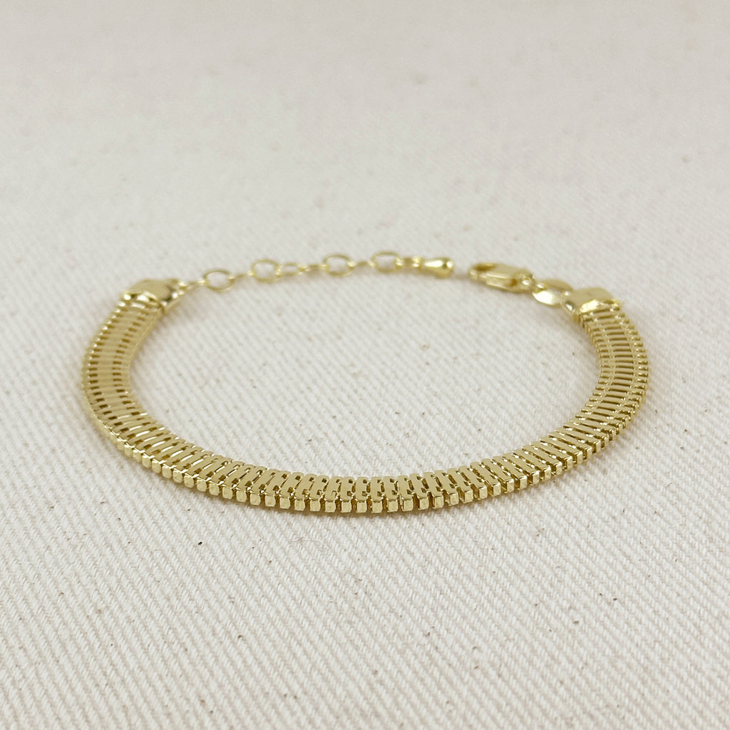 18K Gold Filled 6mm Square Snake Chain Bracelet