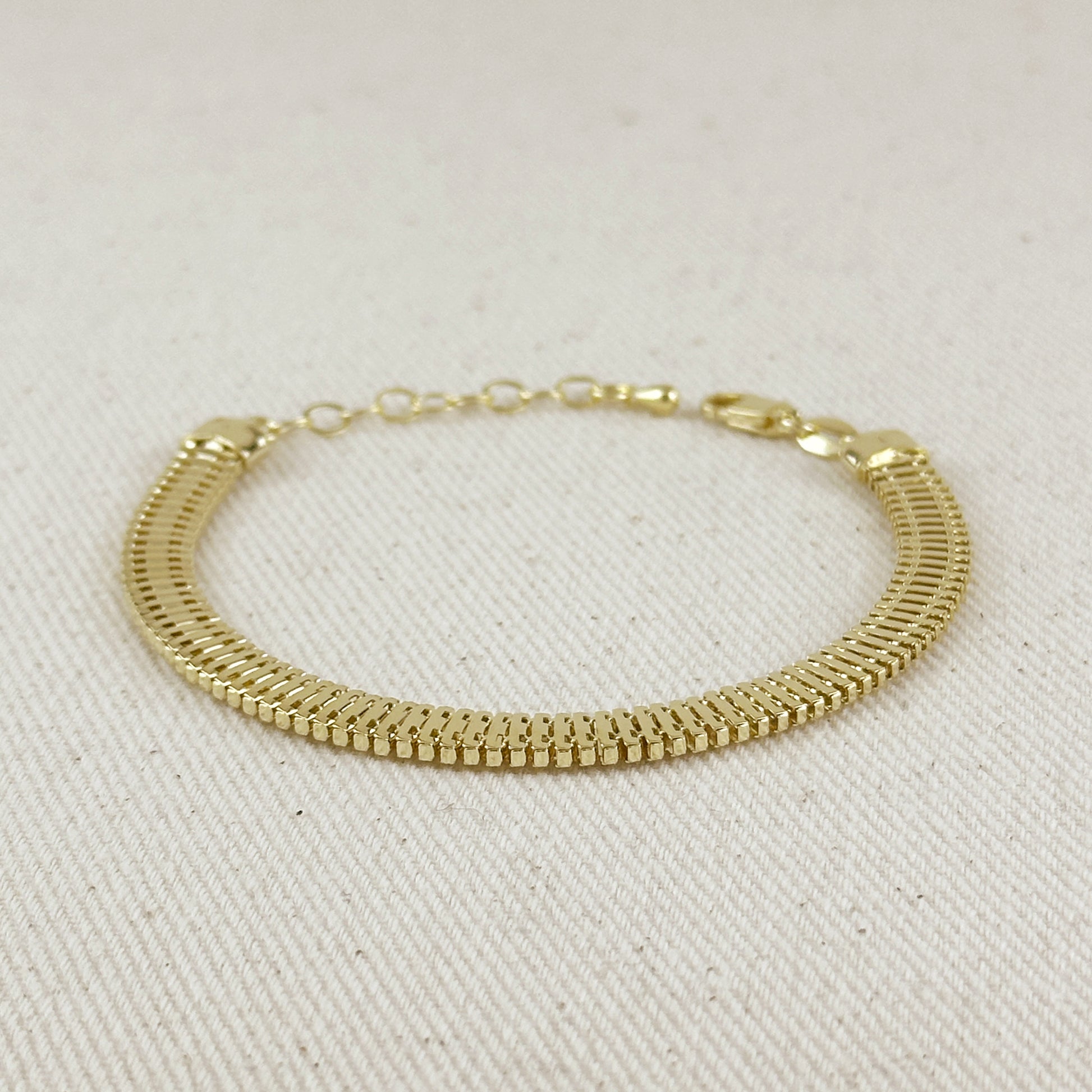 18K Gold Filled 6mm Square Snake Chain Bracelet