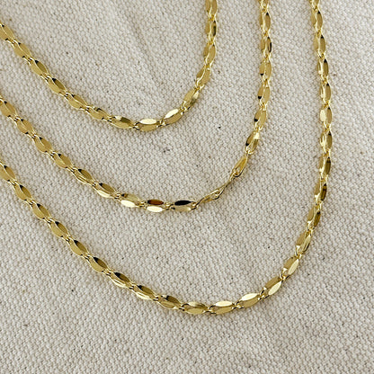 18k Gold Filled 3mm Fancy Chain Necklace