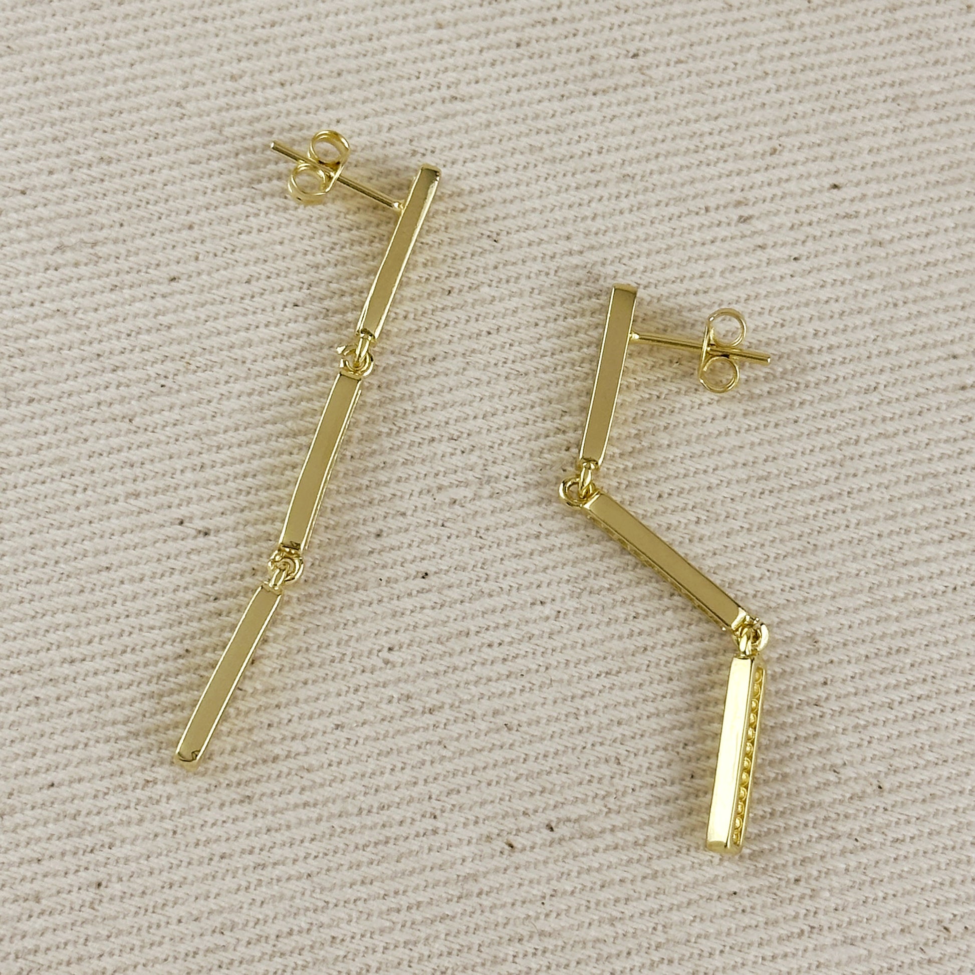 18k Gold Filled Triple Bar Drop Earrings