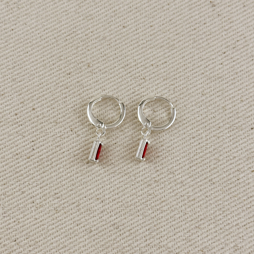 Silver Filled Baguette Birthstone Earrings