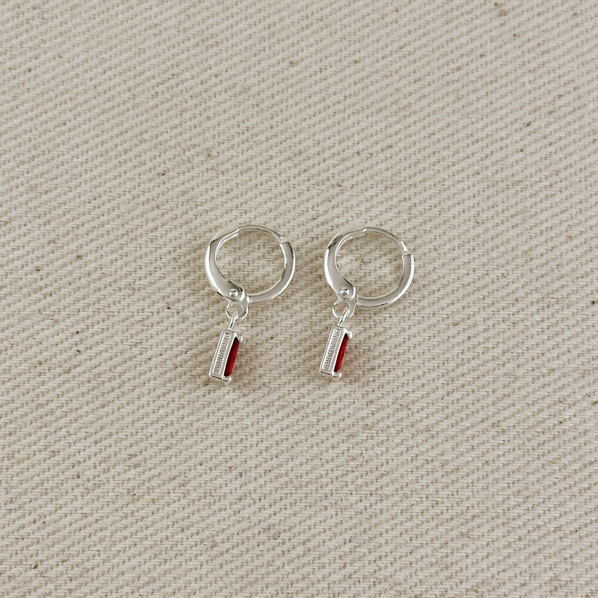 Silver Filled Baguette Birthstone Earrings