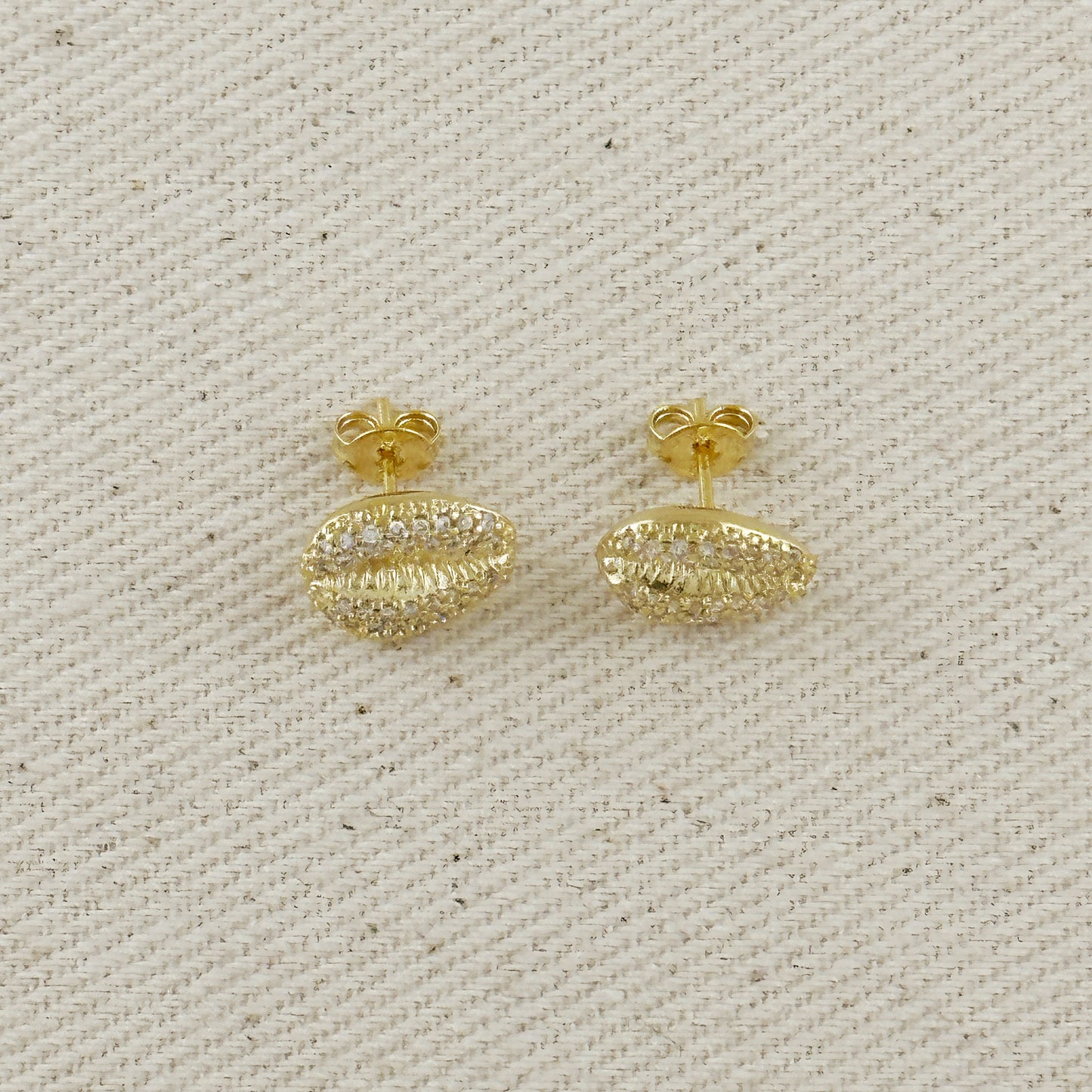 18k Gold Filled Cowrie CZ Stud Earrings